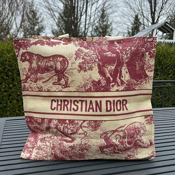 CHRISTIAN DIOR Straw Dioriviera Red VIP Tote - Picture 7 of 13
